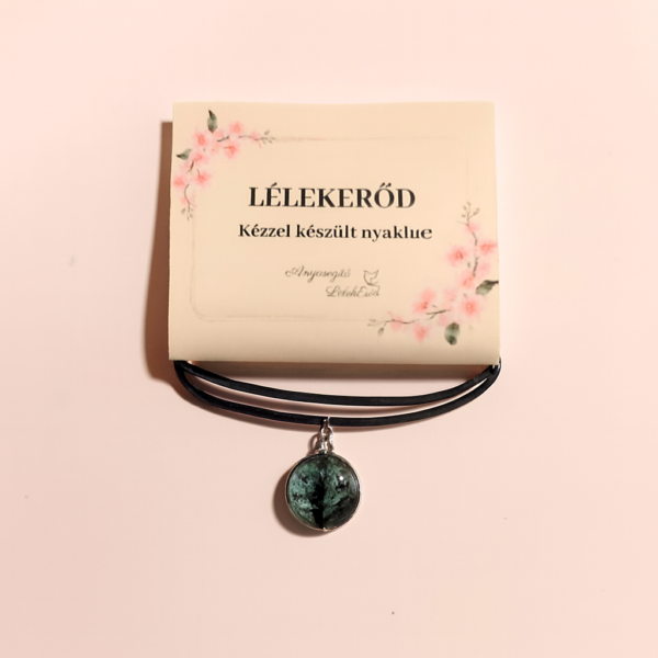 zöld lombos életfa nyaklánc - epoxi gyanta medállal